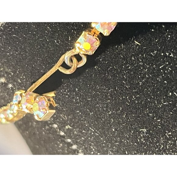 Vintage Irredescent Rhinestone Necklace & Clip On Earrings Set - Picture 8 of 15